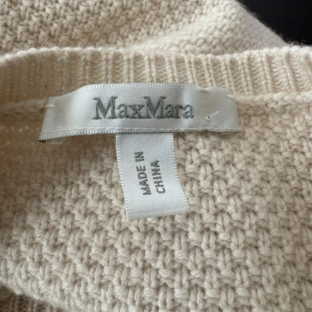 Max Mara Sweater Womens Size XS Beige Cable Knit Crewneck Italian Luxury‎